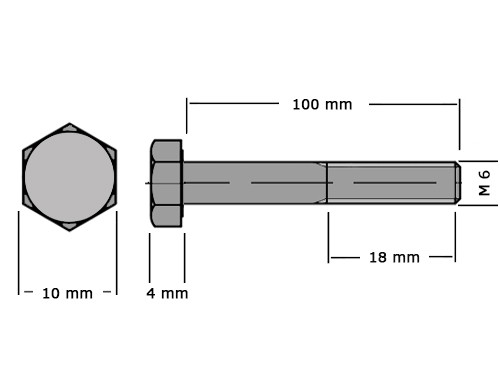 Zeskanttapbout Deeldraad DIN 931 M6x100 8.8 Galvanisch Verzinkt